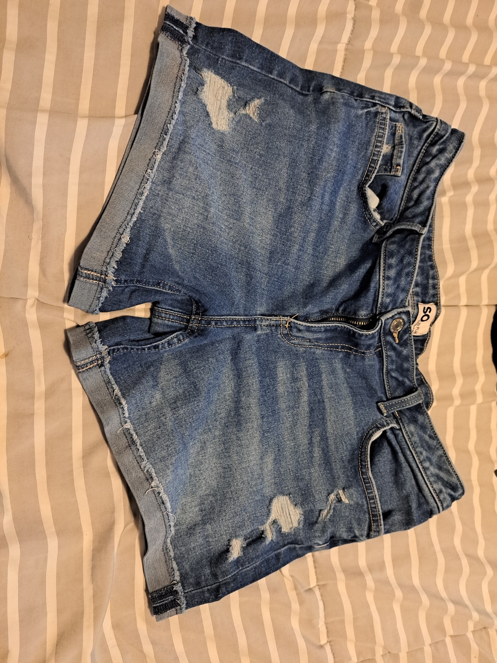 SO Distressed Medium Blue Denim Shorts